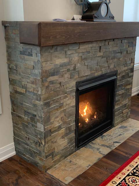 Interior Finishes - Warm _ Cozy Dry Stack Stone Fireplace